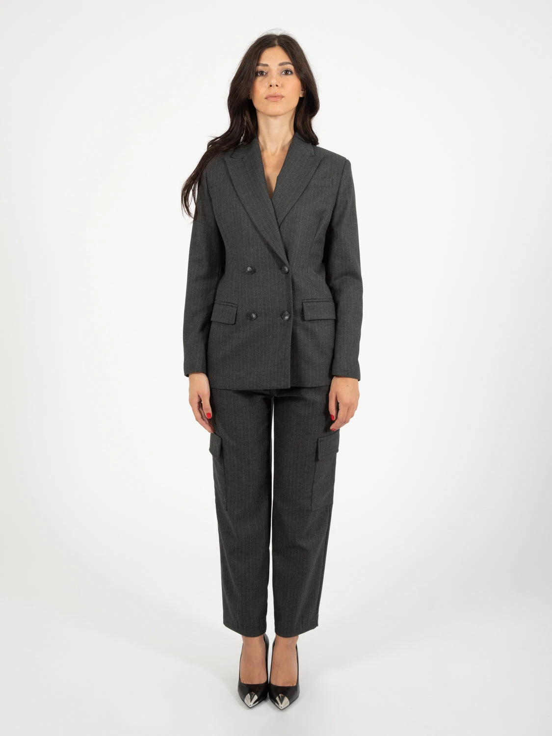 Pantaloni Cargo Gessato Grigio 6 Pantaloni Cargo Gessato Grigio - Image 4