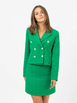 Blazer Corto Doppiopetto Bouclé Verde