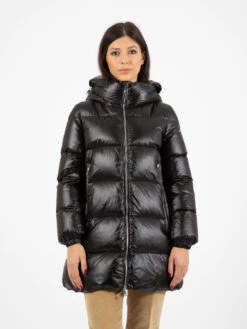 ADD Piumino Lucido Con Cappuccio Nero