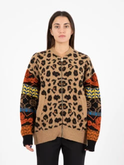 Giacca Animalier Maniche Jacquard Cammello