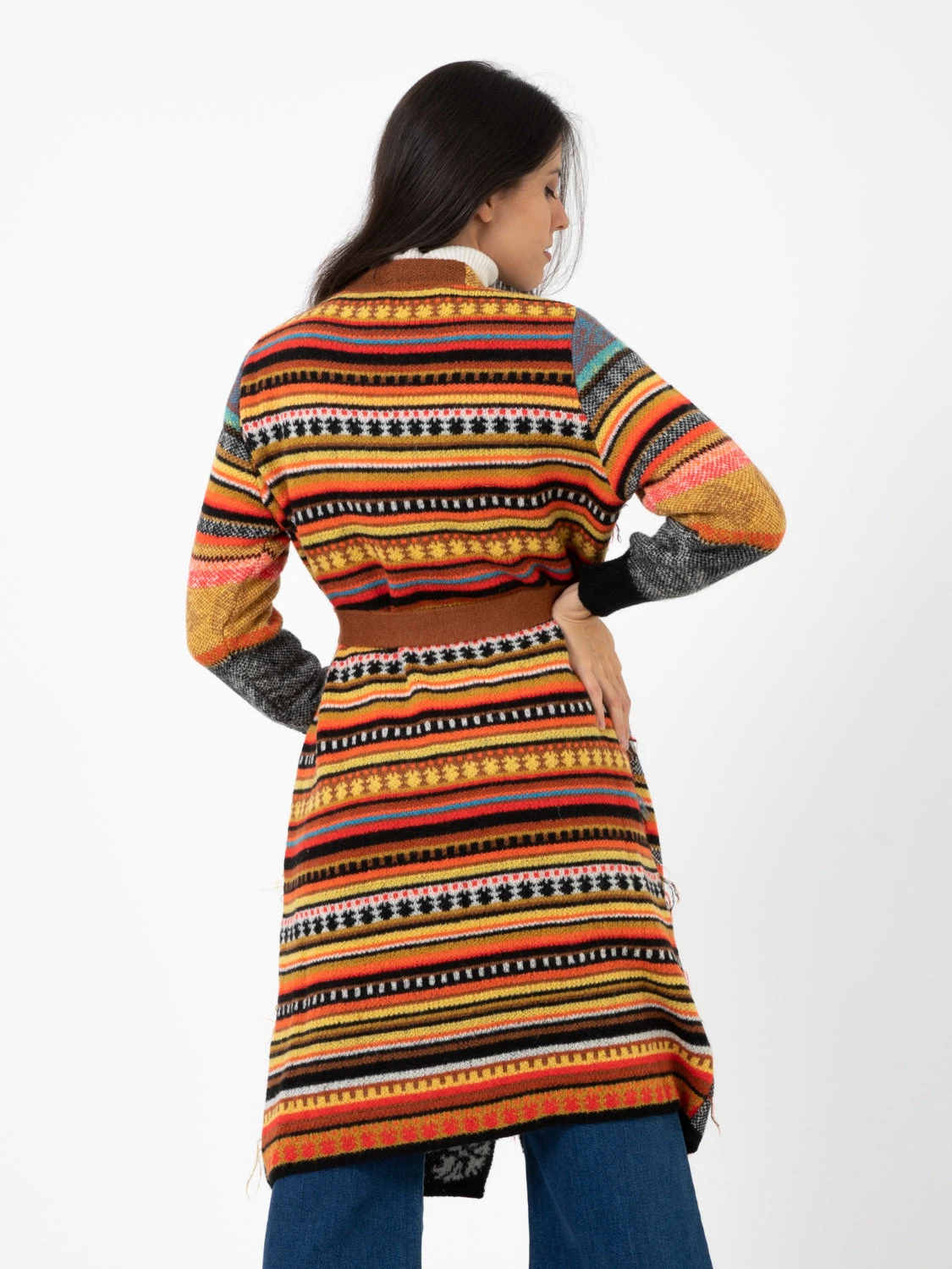 Maxi Cappotto 12054 Jaquard Multicolor 5 Maxi Cappotto 12054 Jaquard Multicolor - Image 3