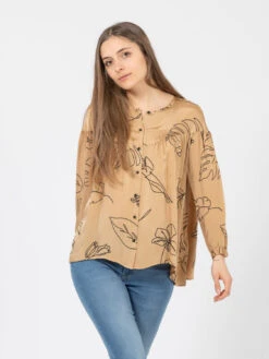 Blusa Satinata Camel / Lavagna