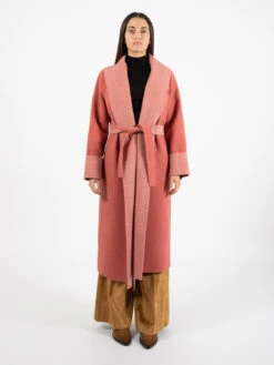 Cappotto A Vestaglia Tartan Punch Corallo