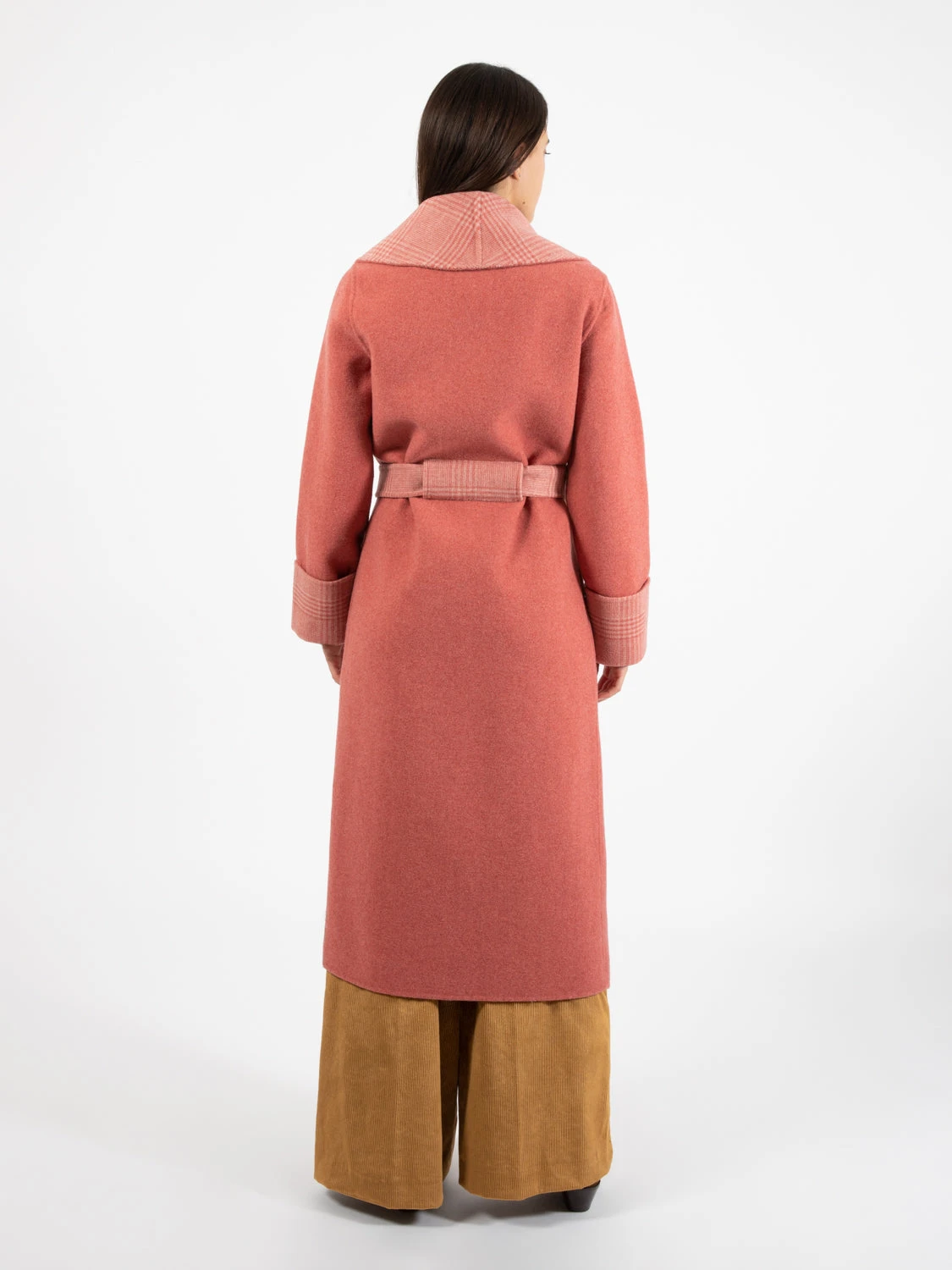 Cappotto A Vestaglia Tartan Punch Corallo 4 Cappotto A Vestaglia Tartan Punch Corallo - Image 3