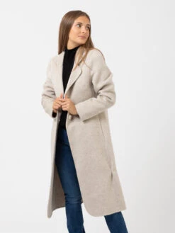 Cappotto In Lana E Alpaca Beige Chiaro