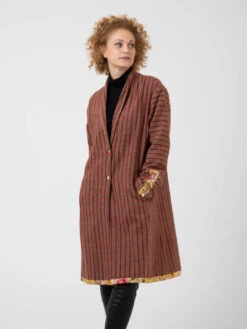 Cappotto Spina E Quadri Henne / Sangria