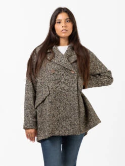 Cappotto Spinapesce Nero / Beige