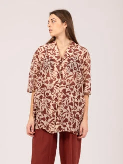 Giacca Camicia Voile Stampata Nude / Ruggine