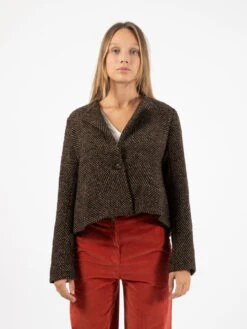 Giacca Corta In Tweed Testa Di Moro / Nude / Nero