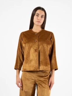 Giacca Girocollo In Velluto Ambra