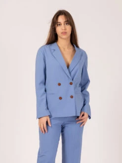 Blazer Tela Lana Doppiopetto Fiordaliso