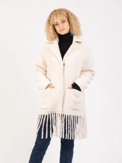 Caban Fringes Burro Con Tasche A Toppa