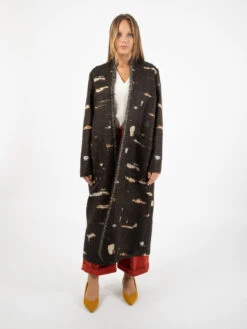 Cappotto Lungo Mohair Jacquard Ebano