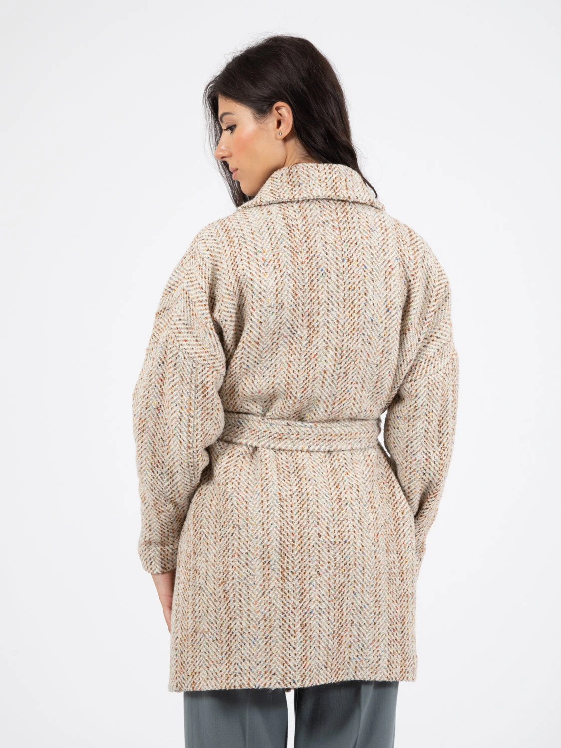 Cappotto Lungo Multicolor Crema 5 Cappotto Lungo Multicolor Crema - Image 3