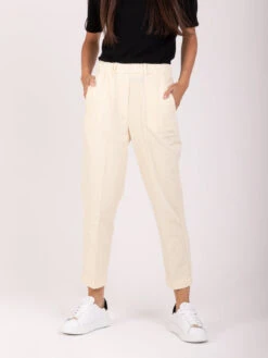 Pantaloni In Cotone Burro Con Elastico