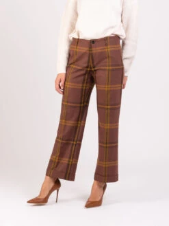 Pantaloni Futura Stretch Virgin Wool Check Old Rose