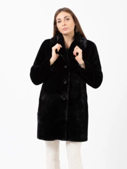 Blugirl Cappotto Nero In Ecopelliccia Morbida