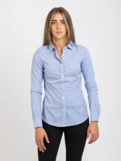 Camicia A Microrighe Azzurro / Bianco