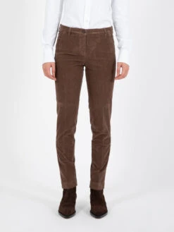 Pantaloni Chino Nicole Velluto Marrone