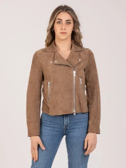 Chiodo Tortora In Camoscio