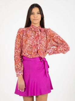 Camicia Con Fiocco Fuxia / Arancio