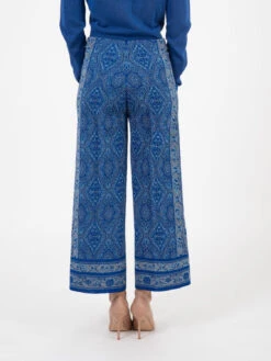 Pantaloni Crop Jacquard Lurex Blu -Couture per Lei circus hotel pantaloni crop jacquard lurex blu3