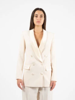 Elisabetta Franchi Blazer Doppiopetto In Crêpe Burro