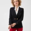 Elisabetta Franchi Blazer Sfiancato Nero Con Bottoni Gold
