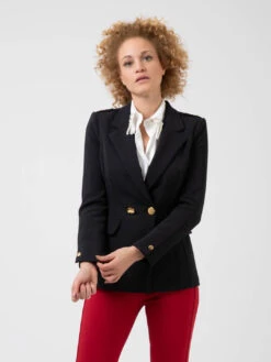 Elisabetta Franchi Blazer Sfiancato Nero Con Bottoni Gold