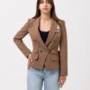 Elisabetta Franchi Blazer Stretch Aderente Cacao