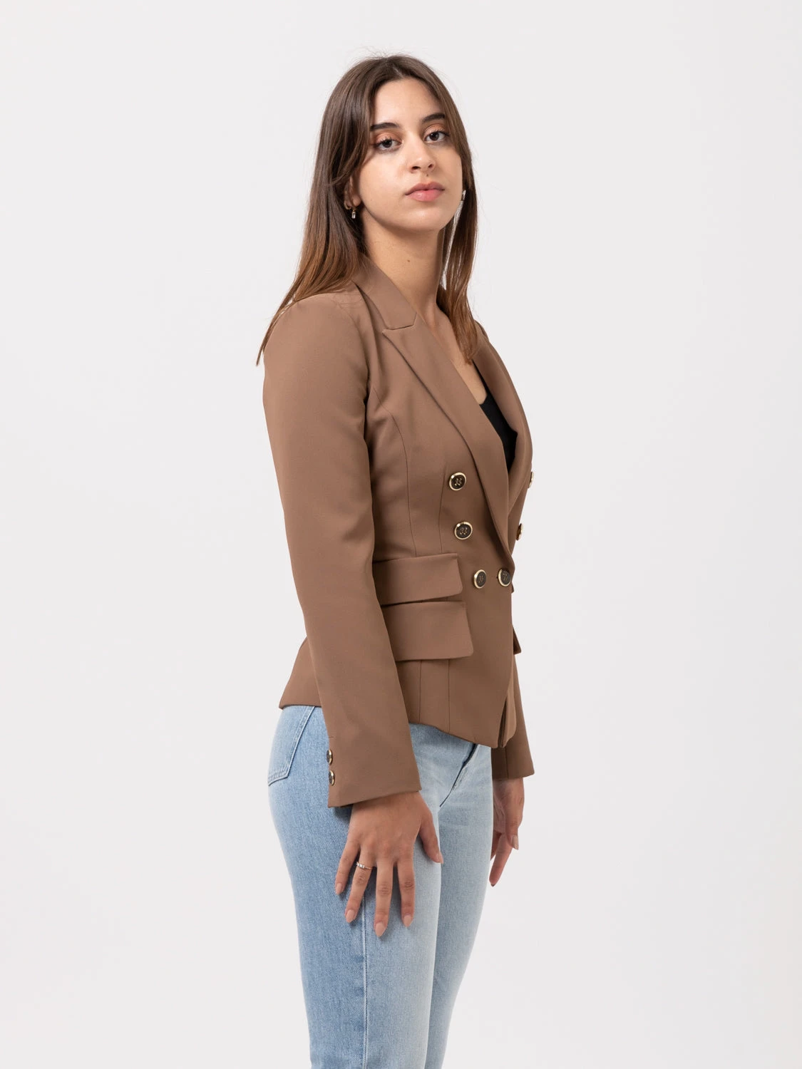 Elisabetta Franchi Blazer Stretch Aderente Cacao 4 Elisabetta Franchi Blazer Stretch Aderente Cacao - Image 2