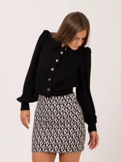 Elisabetta Franchi Camicia Corta Nera Con Motivo Nodo