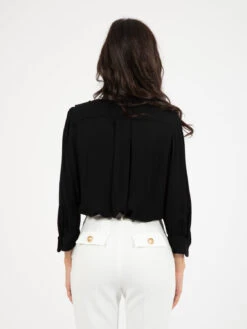 Elisabetta Franchi Camicia In Viscosa Con Mostrine Nera -Couture per Lei elisabetta franchi camicia in viscosa con mostrine nera4