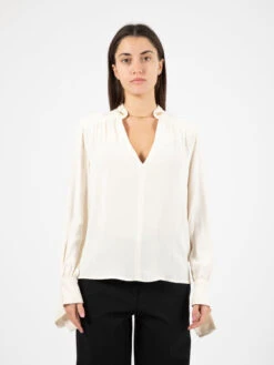 Elisabetta Franchi Camicia In Viscosa Con Polsi Lunghi Burro