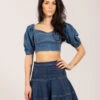 Elisabetta Franchi Crop Top Con Scollo A Cuore Blue Denim -Couture per Lei elisabetta franchi crop top con scollo a cuore blue denim1