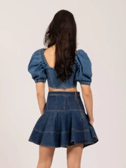 Elisabetta Franchi Crop Top Con Scollo A Cuore Blue Denim -Couture per Lei elisabetta franchi crop top con scollo a cuore blue denim3