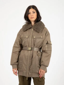 Elisabetta Franchi Piumino Aviator Con Cintura Army