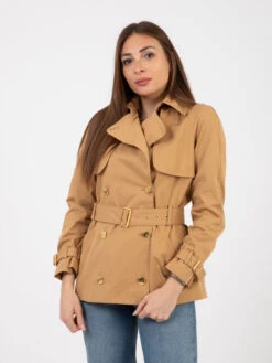 Elisabetta Franchi Trench Corto Con Cintura Caramello