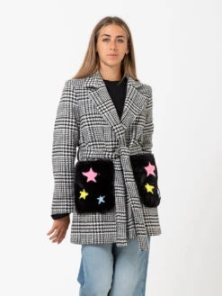 Cappotto Furry Pocket Bianco / Nero