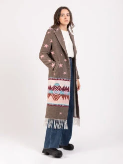 Cappotto Lungo Pink Stelle Tortora