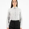 Camicia A Righe In Flanella Bianco / Grigio -Couture per Lei gmf 965 camicia a righe in flanella bianco grigio1