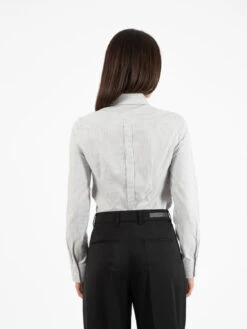 Camicia A Righe In Flanella Bianco / Grigio -Couture per Lei gmf 965 camicia a righe in flanella bianco grigio3