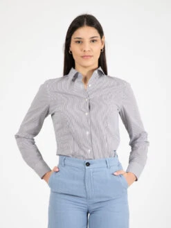 Camicia Marilyn A Righe Bianco / Marrone