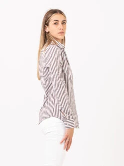 Camicia Mary Slim Righe Bianco / Marrone -Couture per Lei gmf 965 camicia mary slim righe bianco marrone4