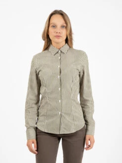 Camicia A Righe In Cotone Verde / Bianco -Couture per Lei gmf camicia a righe in cotone verde bianco4