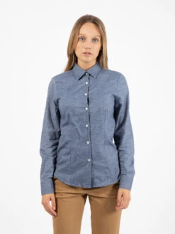 Camicia In Flanella Denim Blu -Couture per Lei gmf camicia in flanella denim blu1