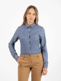 Camicia In Flanella Denim Blu