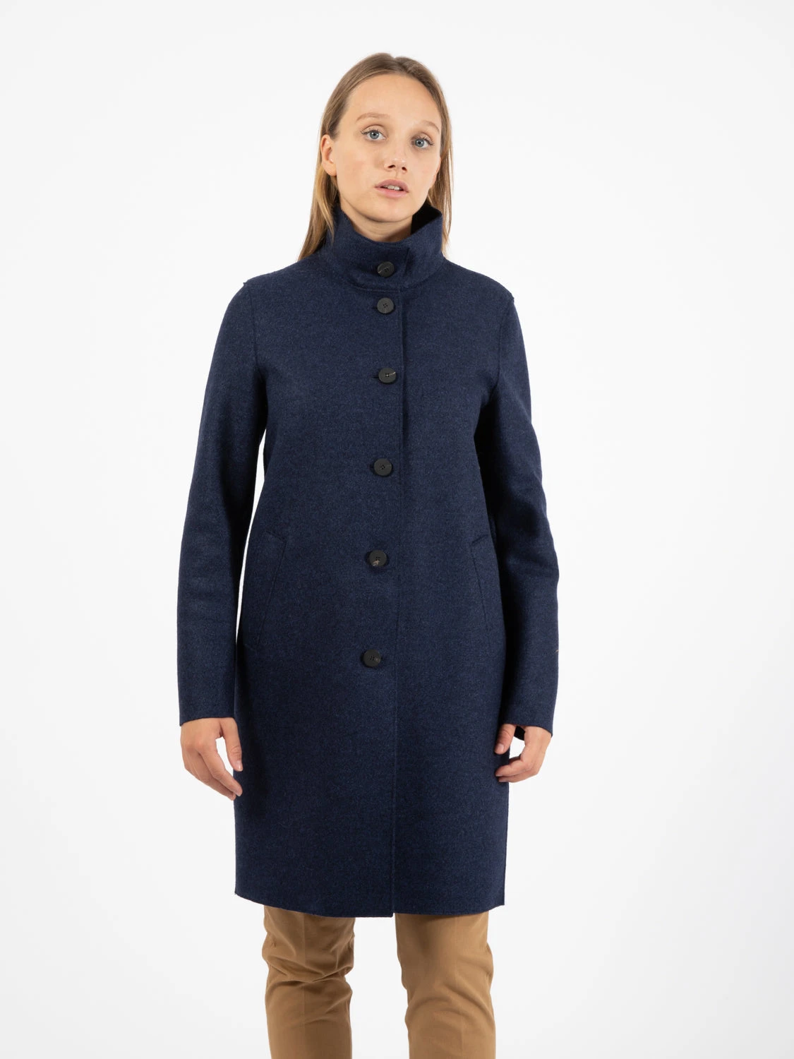 HARRIS WHARF LONDON Cappotto A Ovetto Blue Moulinè 3 HARRIS WHARF LONDON Cappotto A Ovetto Blue Moulinè