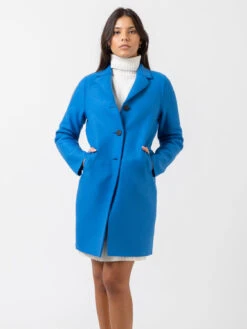 HARRIS WHARF LONDON Cappotto Button Up Boxy Pressed Wool Cobalt Blue