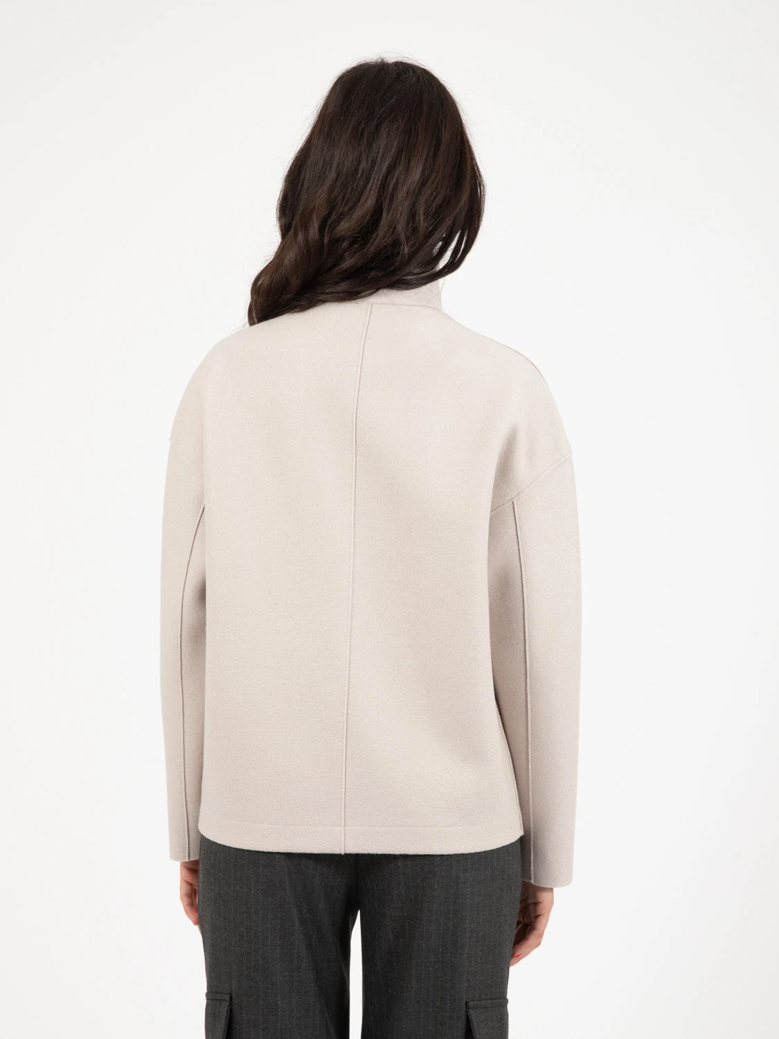 HARRIS WHARF LONDON Cappotto Cropped Funnel Pressed Wool Cream 5 HARRIS WHARF LONDON Cappotto Cropped Funnel Pressed Wool Cream - Image 3